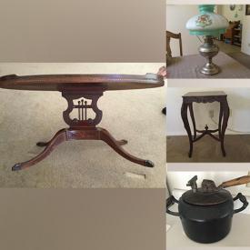 MaxSold Auction: This online auction features coffee table, lanterns, stool, glass bottles, mirror, hutch, table, chairs, cookware, grooming tools, plates, dishes and much more!